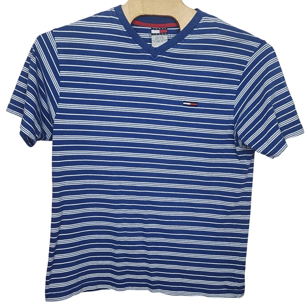 Men's Vintage Tommy Hilfiger Y2K Striped Short Sleeve Shirt XL